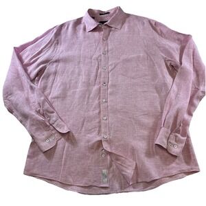 Rodd & Gunn Linen Sport Fit Woven In Italy Button Down Mens Shirt 2XL Pink